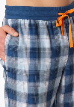 Hose lang Webware pacific blue kariert - Mix+Relax