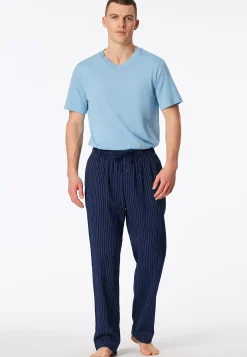 Hose lang Webware Seersucker navy gestreift - Mix+Relax