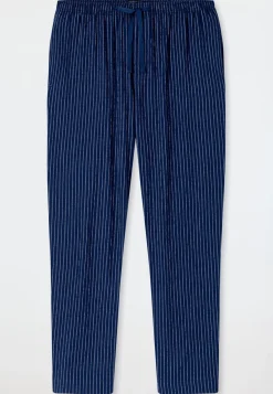Hose lang Webware Seersucker navy gestreift - Mix+Relax