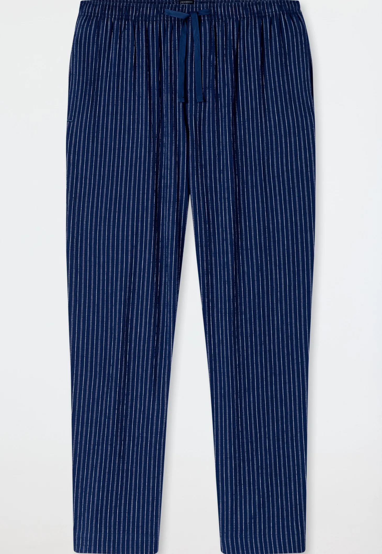 Hose lang Webware Seersucker navy gestreift - Mix+Relax