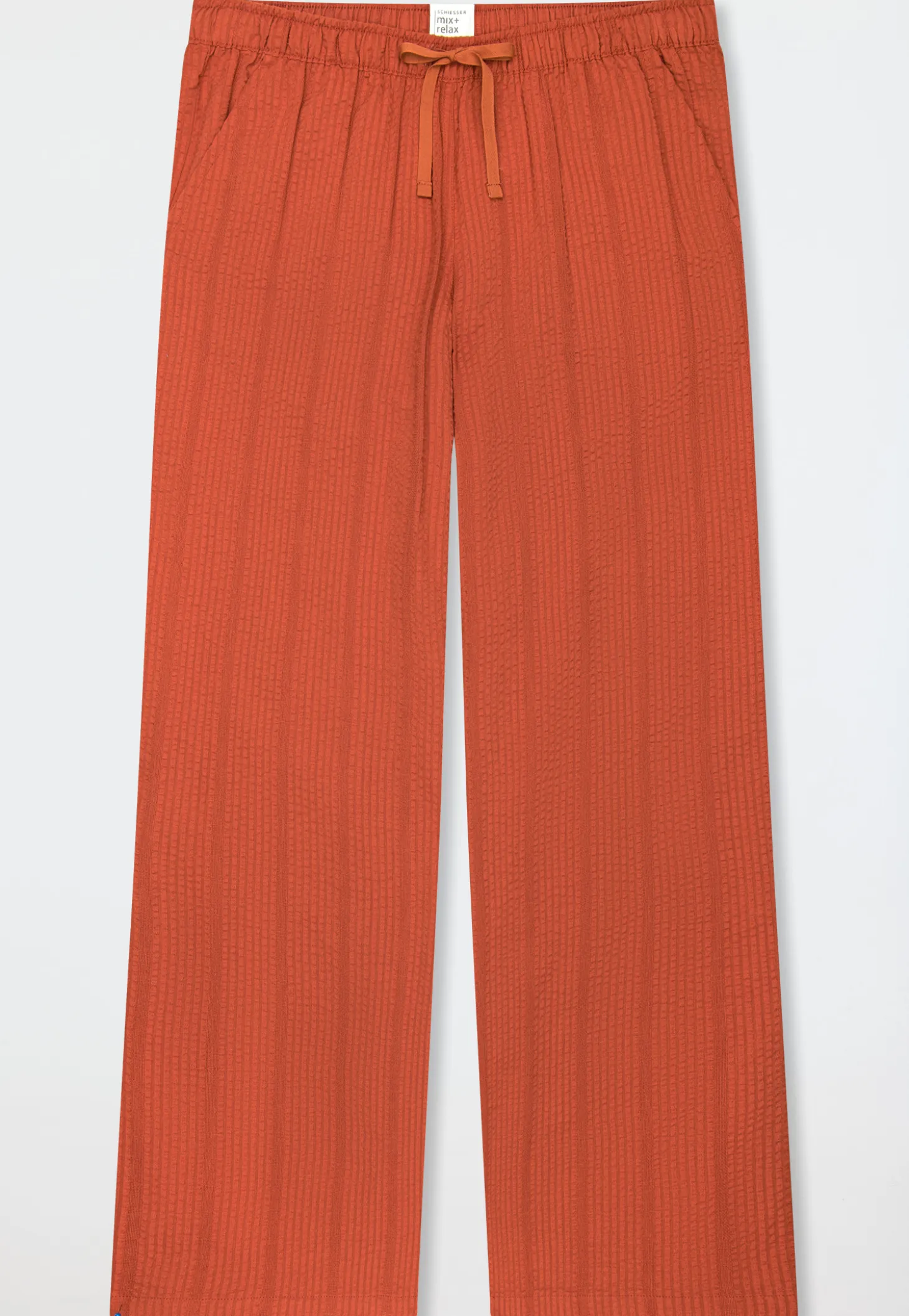 Hose lang Webware Seersucker terracotta - Mix+Relax