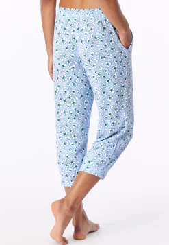 Loungehose 3/4-lang Blumen Leoparden hellblau - Mix+Relax