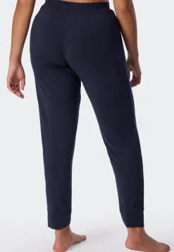 Loungehose lang Modal Bündchen blau - Mix+Relax