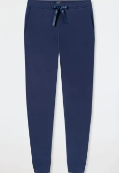 Loungehose lang Modal Bündchen blau - Mix+Relax