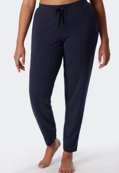 Loungehose lang Modal Bündchen blau - Mix+Relax