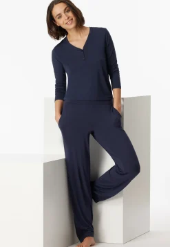 Loungehose lang Modal Marlene-Schnitt blau - Mix+Relax