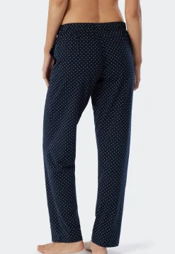 Loungehose lang Punkte dunkelblau gemustert - Mix+Relax