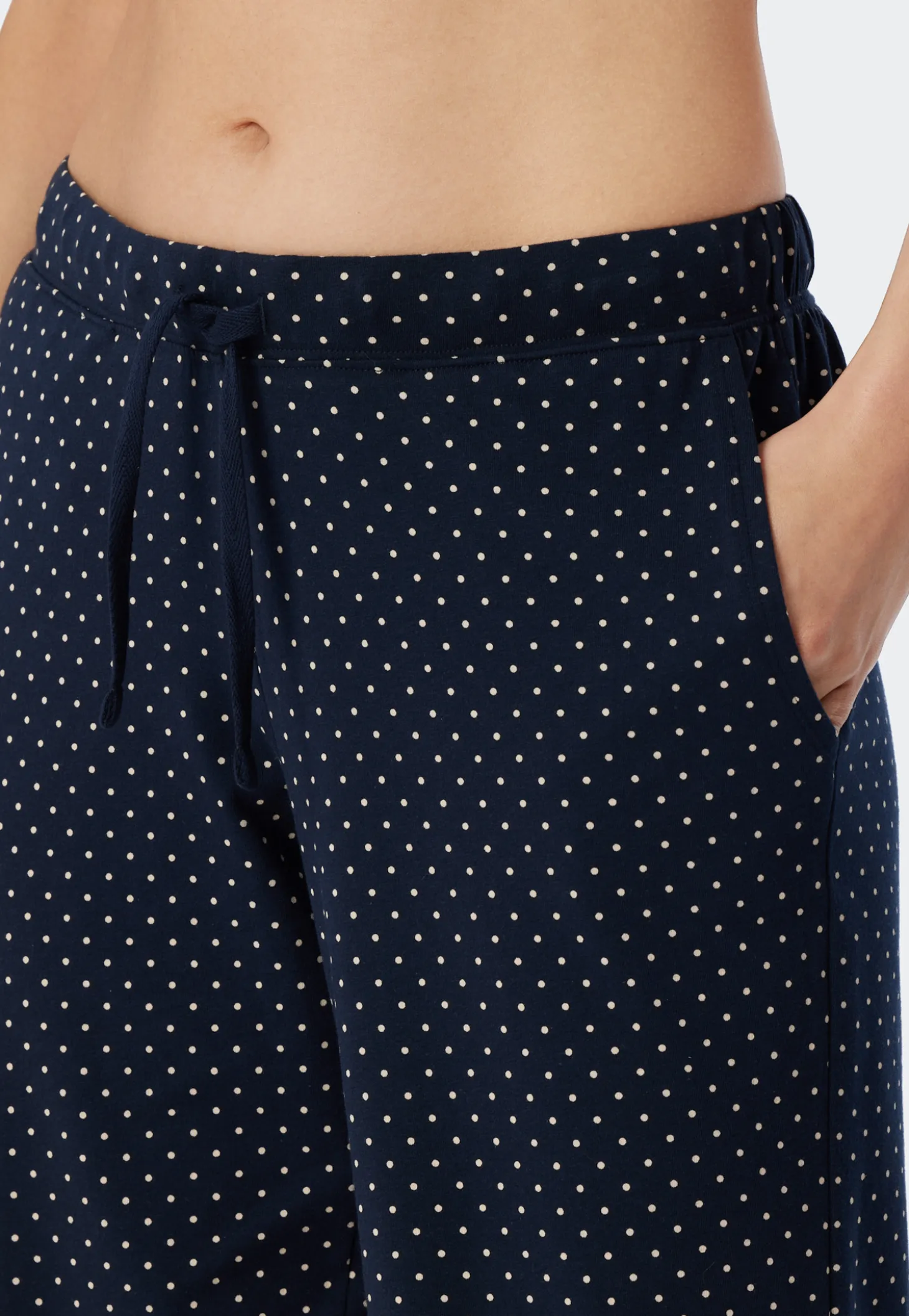 Loungehose lang Punkte dunkelblau gemustert - Mix+Relax