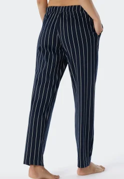 Loungehose lang Streifen dunkelblau gemustert - Mix+Relax