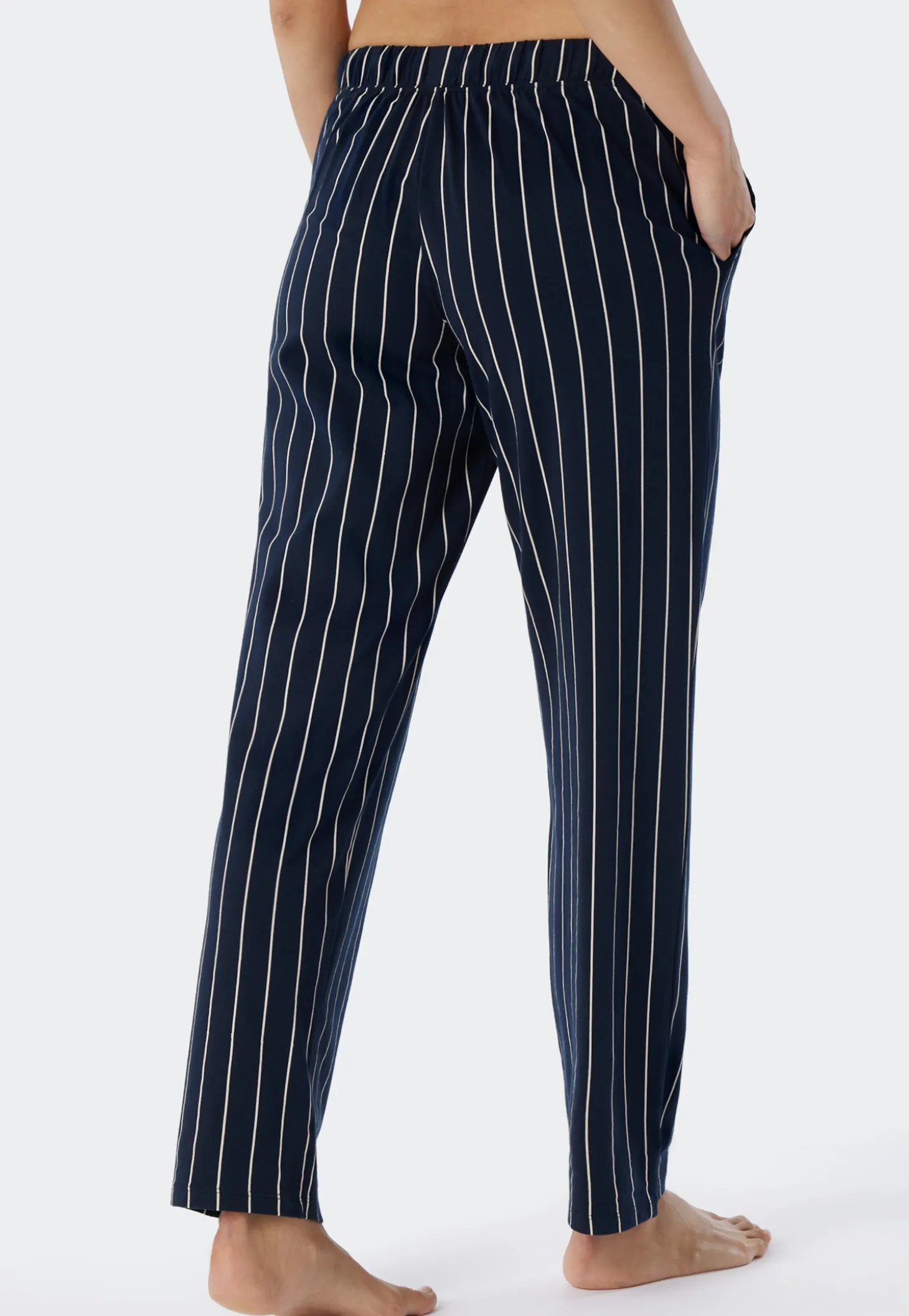 Loungehose lang Streifen dunkelblau gemustert - Mix+Relax