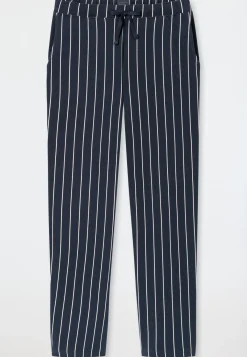 Loungehose lang Streifen dunkelblau gemustert - Mix+Relax