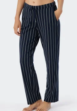 Loungehose lang Streifen dunkelblau gemustert - Mix+Relax