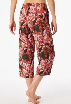 Loungehose 3/4-lang terracotta gemustert - Mix+Relax