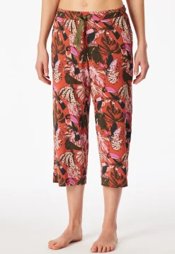 Loungehose 3/4-lang terracotta gemustert - Mix+Relax