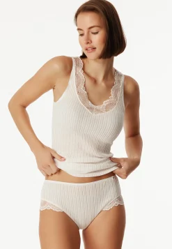 Midi Slip Feinripp Nadelzug Spitze off-white - Revival Marie