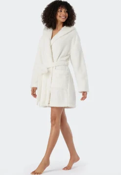 Morgenmantel Teddy-Fleece Comfort-Fit off-white - Essentials