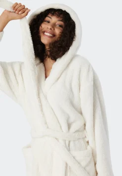 Morgenmantel Teddy-Fleece Comfort-Fit off-white - Essentials