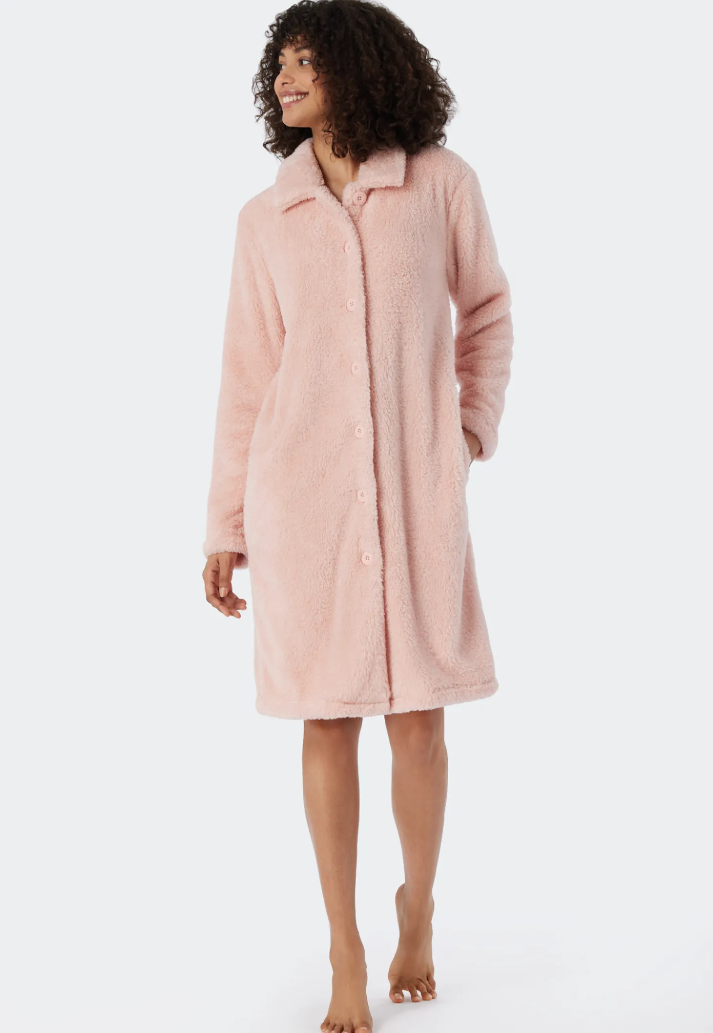 Morgenmantel Teddy Fleece rosé - Essentials