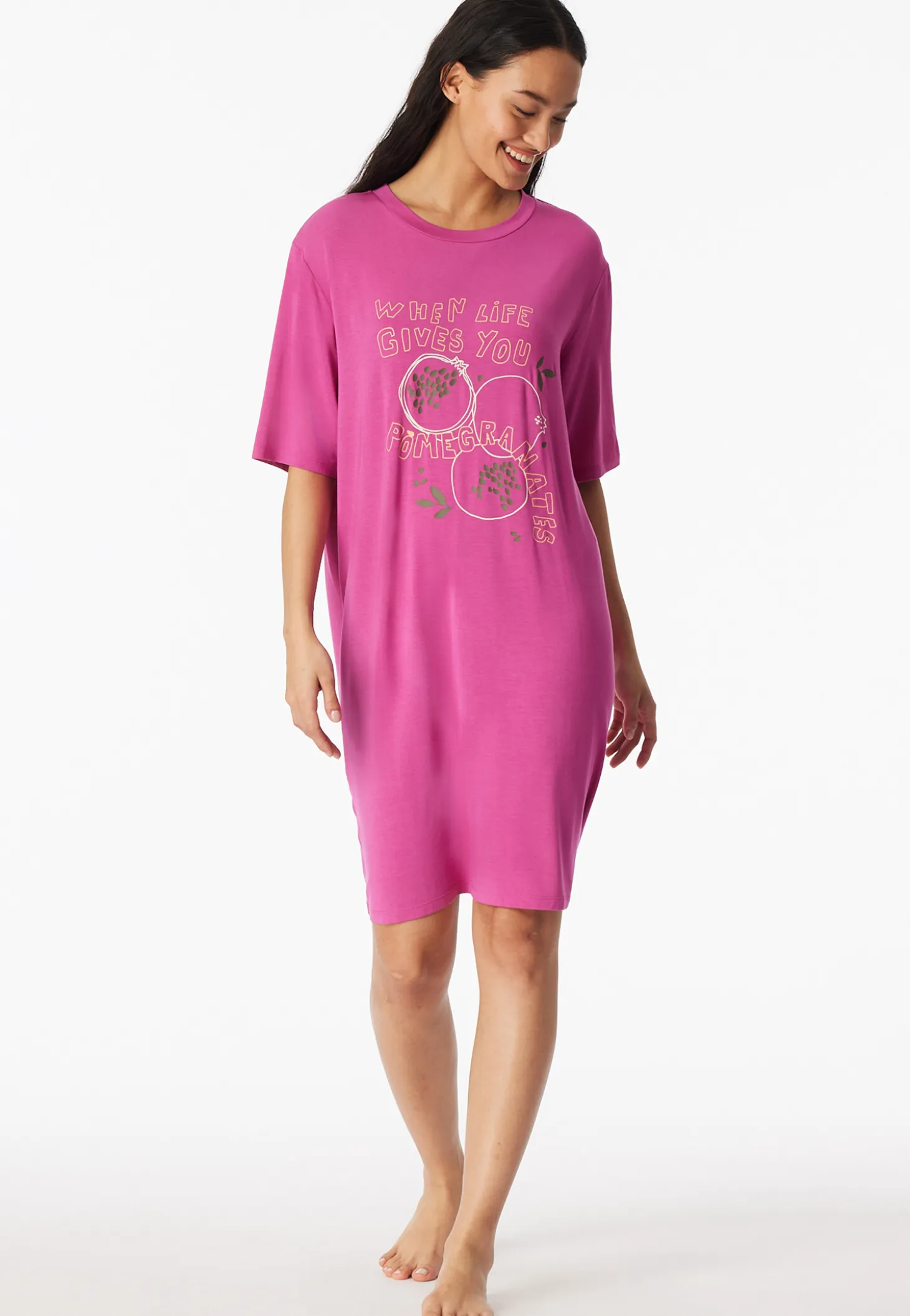 Nachthemd kurzarm Grantapfel fuchsia - Casual Fashion
