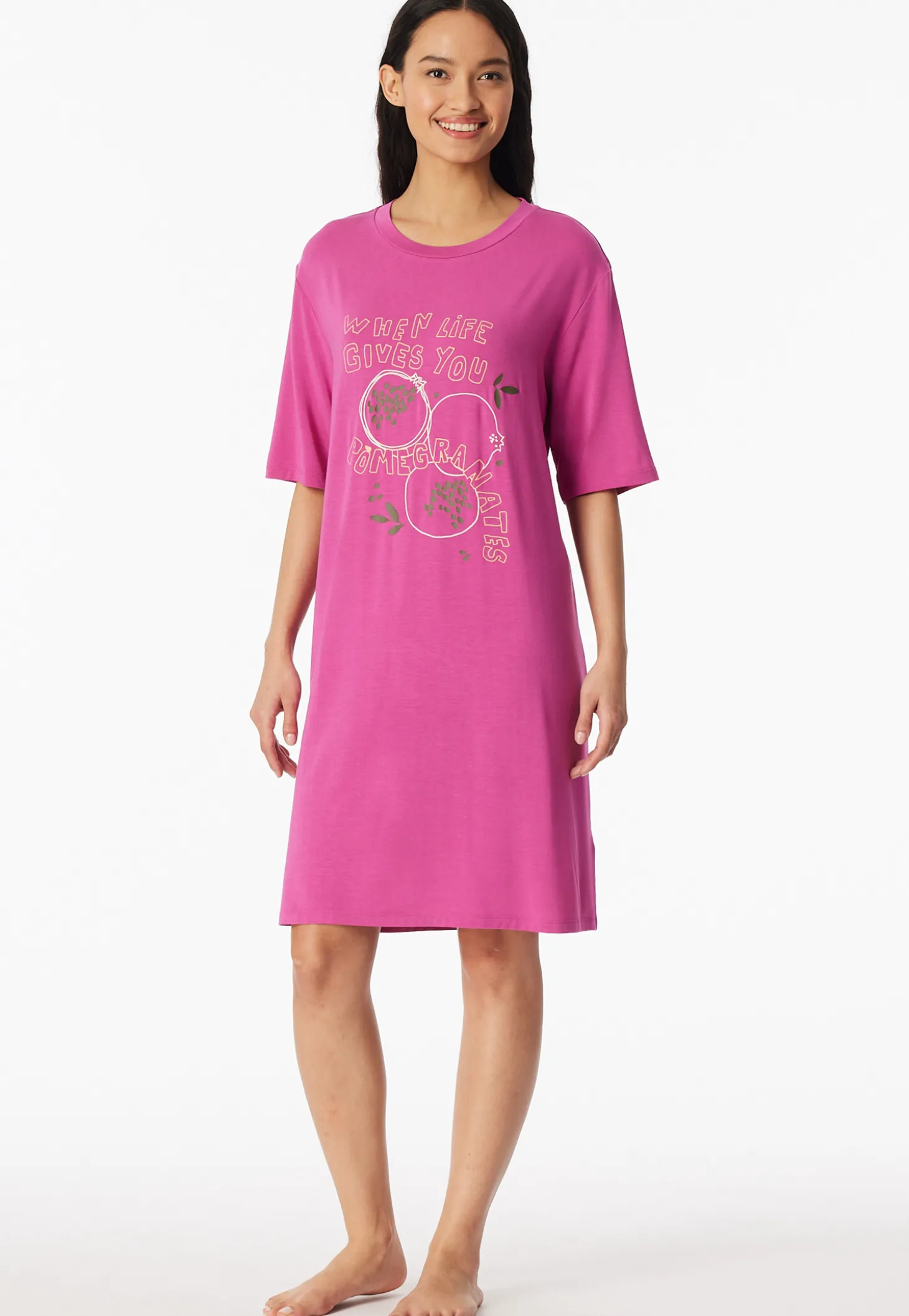Nachthemd kurzarm Grantapfel fuchsia - Casual Fashion