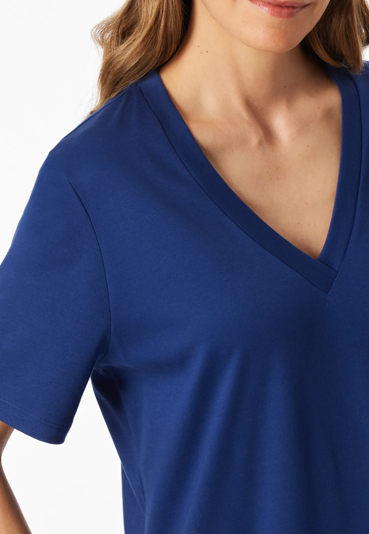 Nachthemd kurzarm Interlock Palmen blau - Interlock