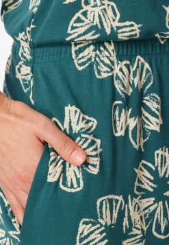 Nachthemd kurzarm Interlock Gummizug Blumen grün - Modern Nightwear