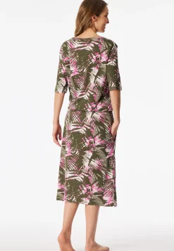 Nachthemd kurzarm Interlock Gummizug Palmen multicolor - Modern Nightwear