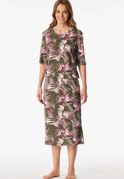 Nachthemd kurzarm Interlock Gummizug Palmen multicolor - Modern Nightwear