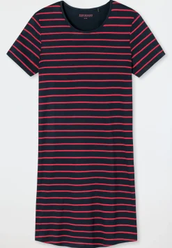 Nachthemd kurzarm Ringel schwarz-rot - Nightwear