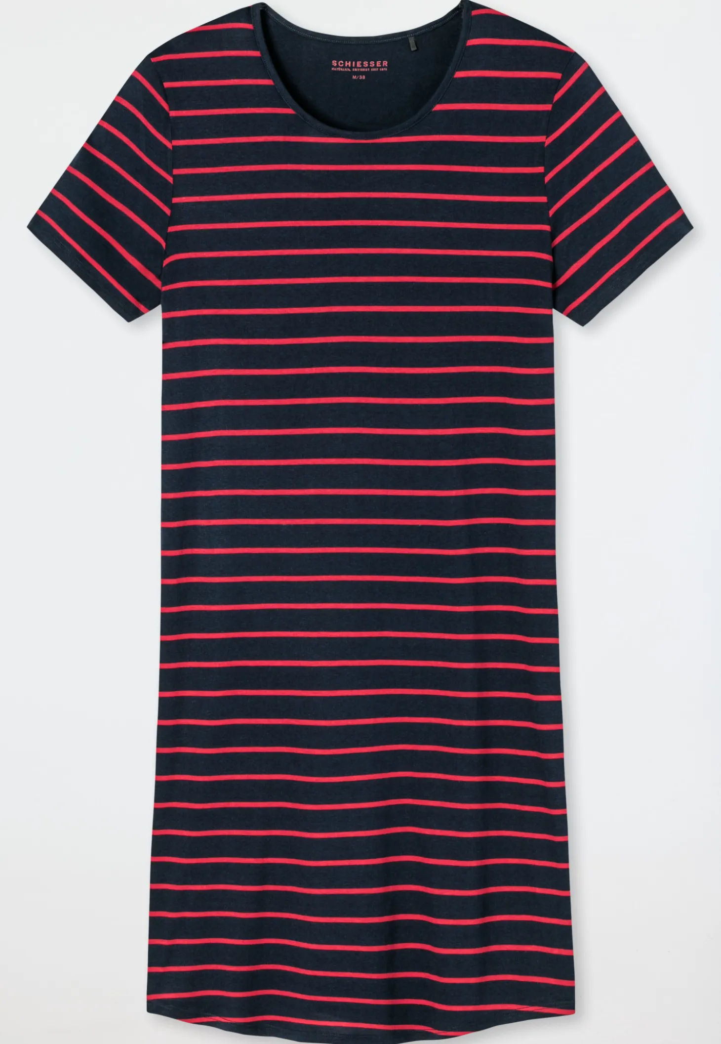 Nachthemd kurzarm Ringel schwarz-rot - Nightwear