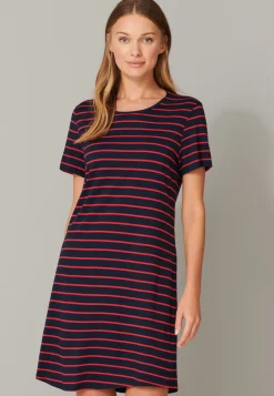Nachthemd kurzarm Ringel schwarz-rot - Nightwear