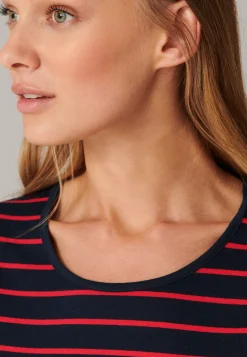 Nachthemd kurzarm Ringel schwarz-rot - Nightwear