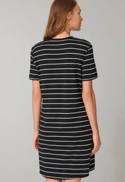 Nachthemd kurzarm Ringel schwarz - Nightwear