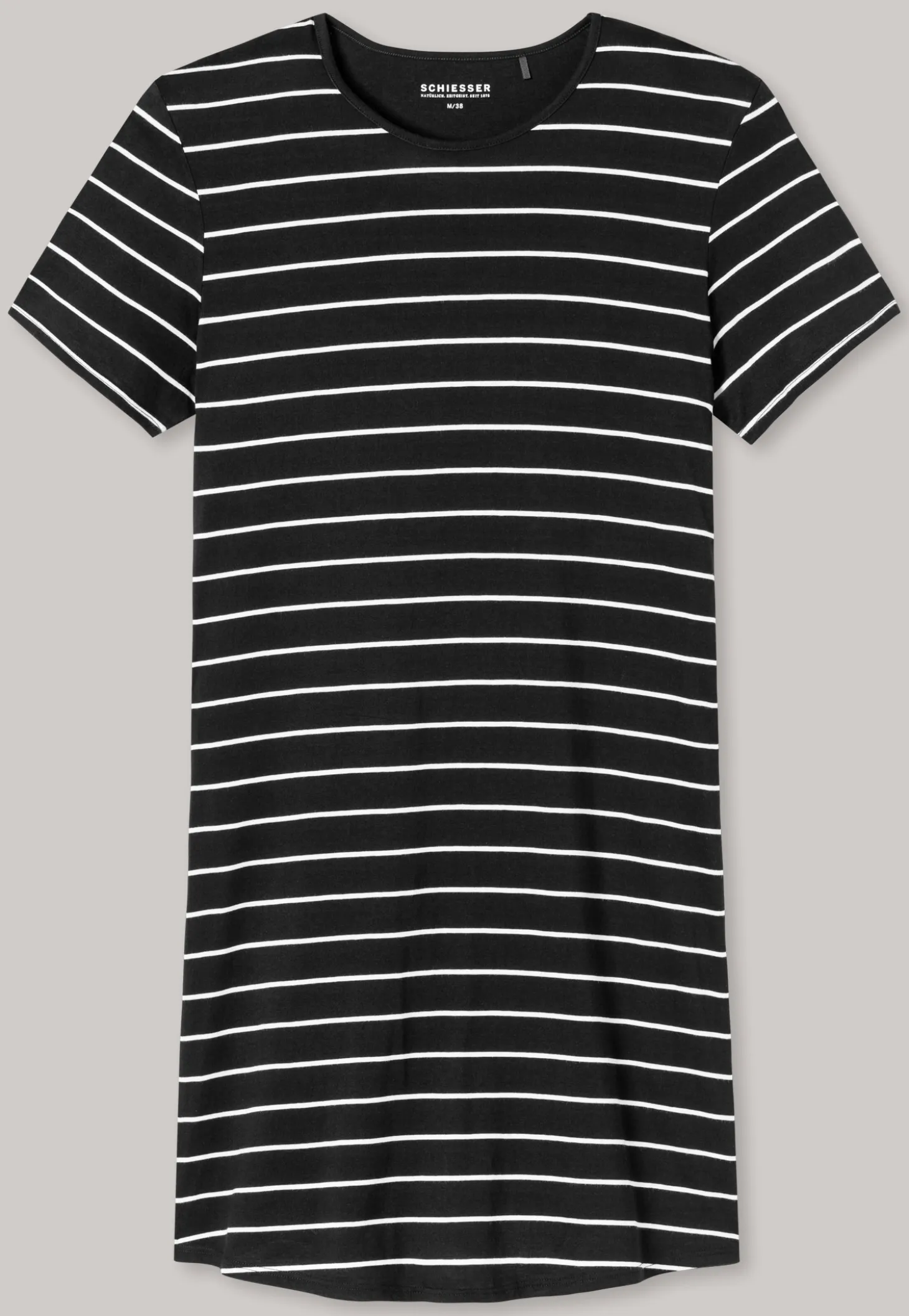 Nachthemd kurzarm Ringel schwarz - Nightwear