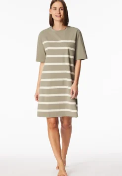 Nachthemd kurzarm Streifen jade - Casual Nightwear