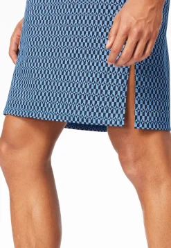 Nachthemd kurzarm V-Ausschnitt Brusttasche blau kariert - Comfort Nightwear
