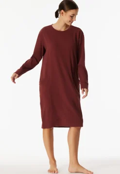 Nachthemd langarm Interlock wärmend burgund - Selected Premium Warming