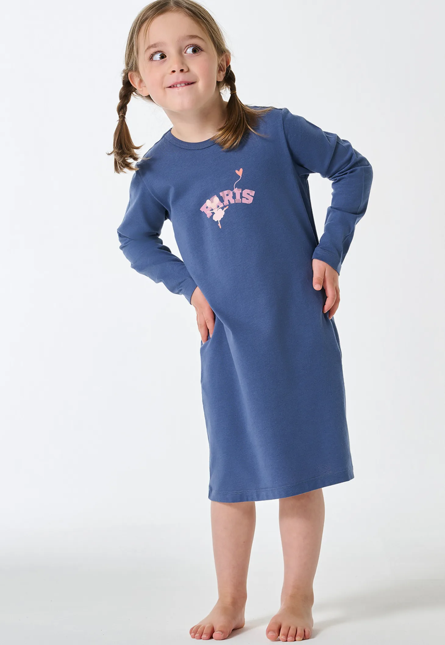 Nachthemd langarm Paris Maus jeansblau - Kids Nightwear