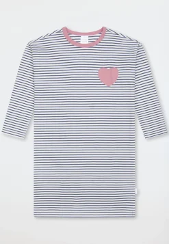 Nachthemd langarm Ringel Herz jeansblau - Kids Nightwear