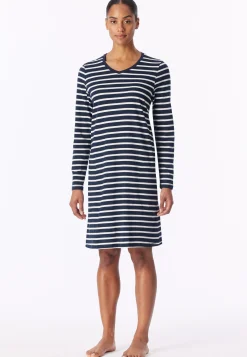 Nachthemd langarm Streifen nachtblau - Casual Essentials