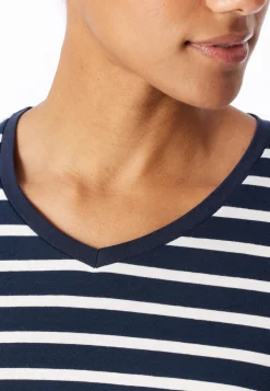 Nachthemd langarm Streifen nachtblau - Casual Essentials