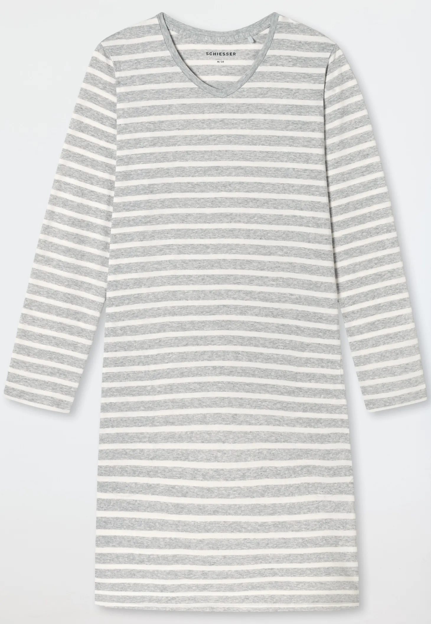 Nachthemd langarm Streifen silbergrau meliert - Casual Essentials