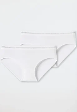 Pantys 2er-Pack Doppelripp weiß - Long Life Rib