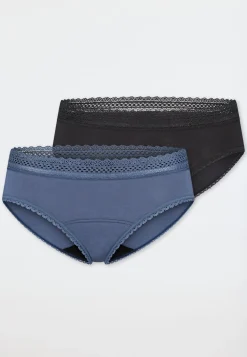 Periodenslips 2er-Pack Spitze schwarz/ flieder - Secret Care