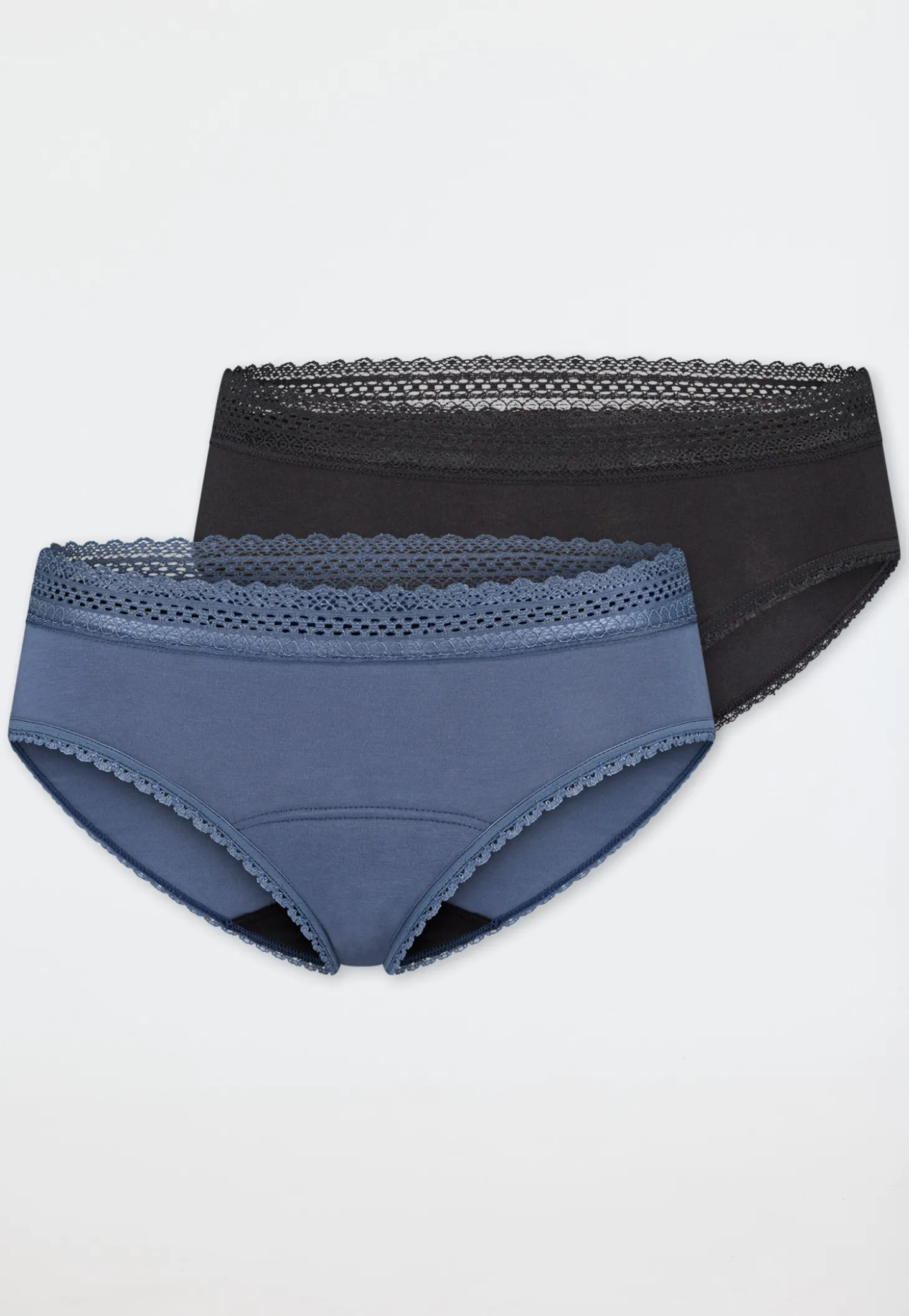 Periodenslips 2er-Pack Spitze schwarz/ flieder - Secret Care