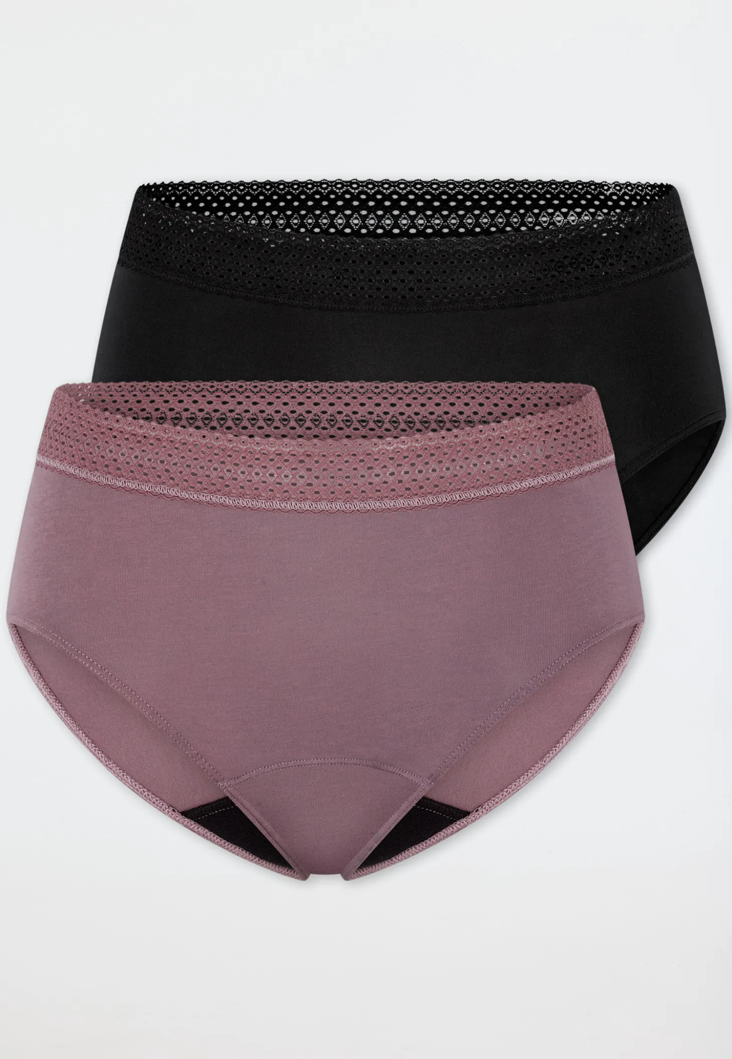 Periodenslips Retro 2er-Pack Spitze schwarz/ mauve - SCHIESSER Care