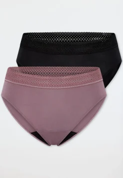 Periodenslips Rio 2er-Pack Spitze schwarz/ mauve - SCHIESSER Care
