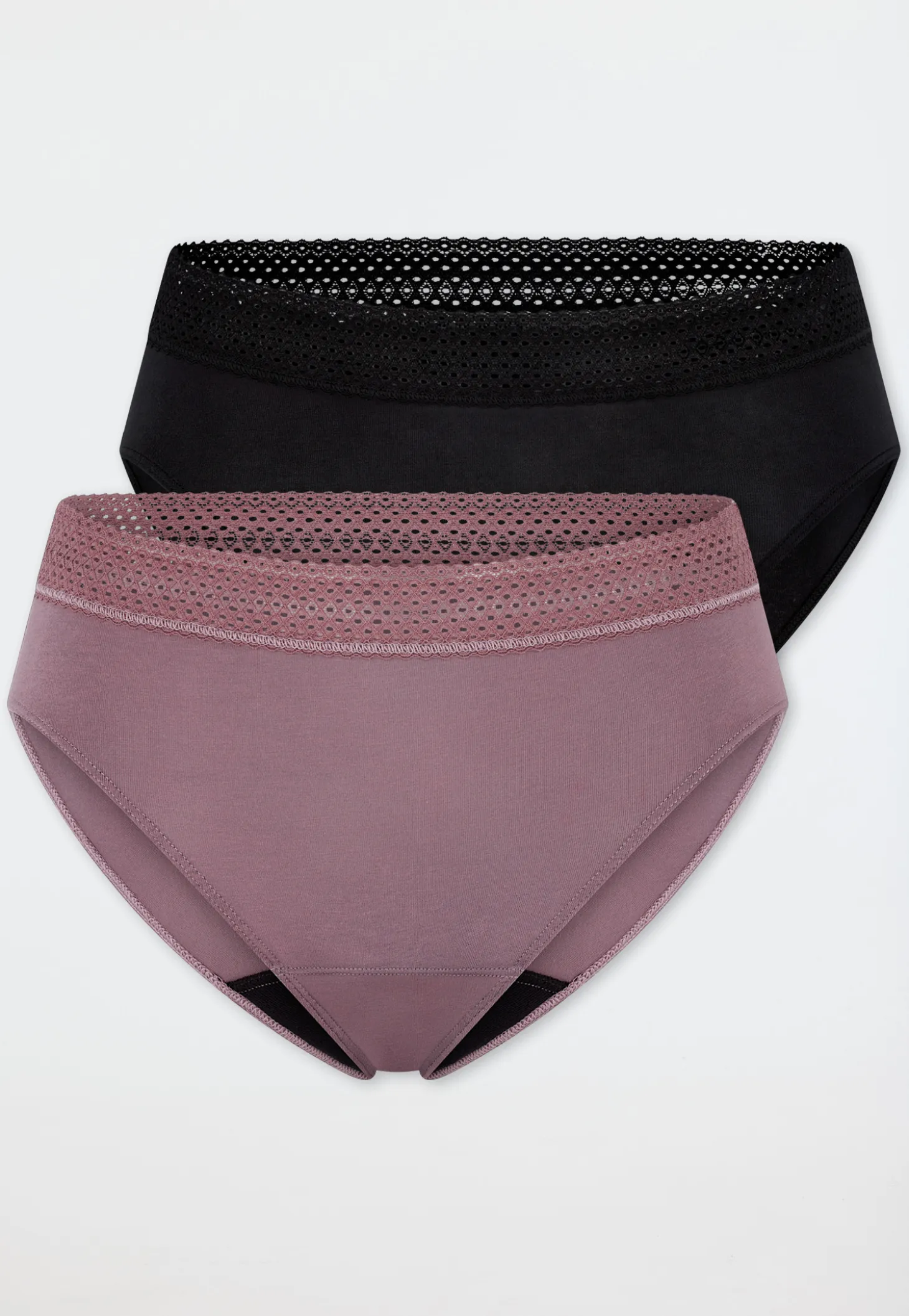 Periodenslips Rio 2er-Pack Spitze schwarz/ mauve - SCHIESSER Care
