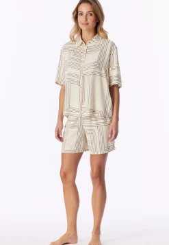 Pyjama kurz Webware seasalt bedruckt - Selected Premium