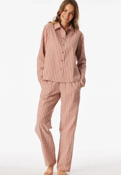 Pyjama lang Webware Streifen terracotta - Selected Premium